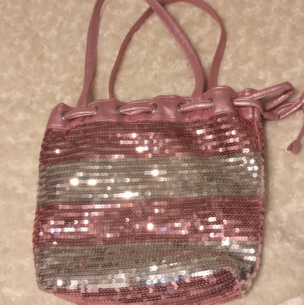 Fashion Express sequenced kids handbag Pink&Silver